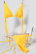 Kadın Sarı Yandan Bağlamalı Tangalı Üçgen Bikini Mayo Takımı – Modern, Konforlu ve Günlük Kombinlere Uygun - Görsel 5