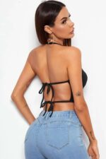 Kadın Siyah Belden Bağlamalı Şık Büstiyer – Modern ve Şık Tasarım - Görsel 2