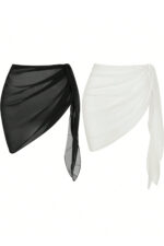 Kadın Siyah Beyaz Transparan Belden Bağlamalı Pareo 2&apos;li – Modern ve Şık Tasarım