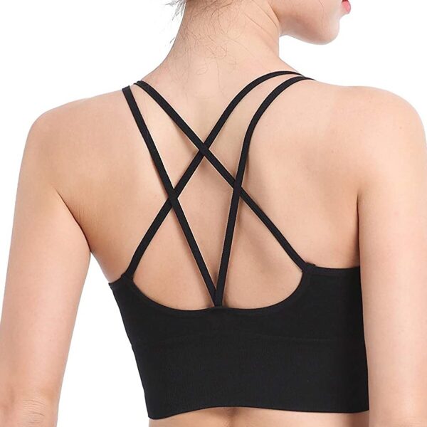 Kadın Siyah Çarpraz İpli Spor Büstiyer – Modern ve Şık Tasarım