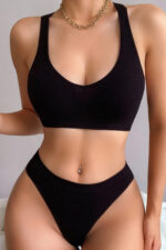 Kadın Siyah Desteksiz Seamless Tangalı İç Çamaşır Takımı – Modern, Konforlu - Görsel 4