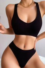 Kadın Siyah Desteksiz Seamless Tangalı İç Çamaşır Takımı – Modern, Konforlu - Görsel 5