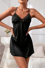 Kadın Siyah Göğüs ve Sırt Kısmı Dantel Detaylı Özel Gecelik – Modern ve Şık Tasarım - Görsel 4