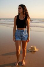 Kadın Siyah Kare Yaka Crop Top Bluz – Şık, Rahat ve Kolay Kombinlenebilir - Görsel 3