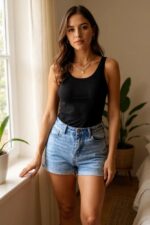 Kadın Siyah Kolsuz Kalın Askılı Uzun Crop Top Bluz & Atlet – Şık, Rahat ve Kolay Kombinlenebilir - Görsel 3