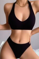 Kadın Siyah Seamless Tanga Sütyen Takım – Modern, Konforlu ve Günlük Kombinlere Uygun