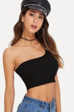 Kadın Siyah Tek Omuz Crop Büstiyer – Modern ve Şık Tasarım - Görsel 4
