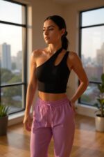 Kadın Siyah Tek Omuz Cut Out Detaylı Crop Top Bluz – Şık, Rahat ve Kolay Kombinlenebilir - Görsel 2