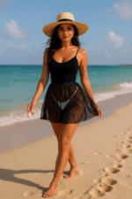 Kadın Siyah Tül Beli Lastikli Etek Görünümlü Pareo – Modern ve Şık Tasarım - Görsel 2