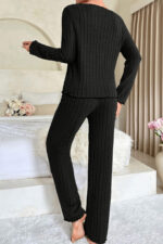 Kadın Siyah Uzun Kollu Fiyonklu Yuvarlak Yaka Mevsimlik Pijama Takımı - Görsel 4