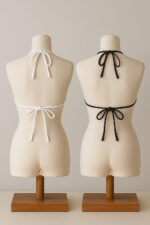 Kadın Siyah ve Beyaz Minimal Kesim Üçgen Bikini Üstü – Modern ve Şık Tasarım - Görsel 5