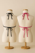 Kadın Siyah ve Fuşya Minimal Kesim Üçgen Bikini Üstü – Modern ve Şık Tasarım - Görsel 3