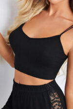 Kadın Siyah Yanları ve Sırtı Dantel Detaylı Çift Sıra İnce Lastikli Şortlu Gecelik Takım - Görsel 4