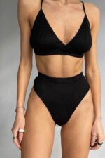 Kadın Siyah Yüksek Bel Dolgusuz Slip Takım – Modern, Konforlu ve Günlük Kombinlere Uygun - Görsel 5