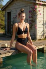 Kadın Siyah Yüksek Bel Özel Bikini Takımı – Modern, Konforlu ve Günlük Kombinlere Uygun - Görsel 2