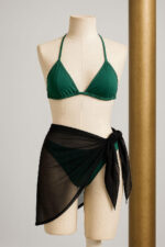 Kadın Yeşil Siyah Pareolu Yandan ve Boyundan Bağlamalı 3&apos;lü Bikini Takımı – Modern, Konforlu ve Günlük Kombinlere Uygun - Görsel 2