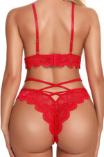 Kırmızı Çapraz Ip Detaylı Şık Sütyen Külot Takım - Görsel 5