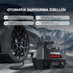 KOBB KB180 12Volt 150 PSI Ayarlanabilir Dijital Basınç Göstergeli Lastik Şişirme Pompası - Görsel 5