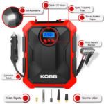KOBB KB200 12Volt 150 PSI Ayarlanabilir Dijital Basınç Göstergeli Hava Lastik Şişirme Pompası - Görsel 2