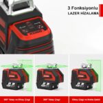 KOBB KBL32GTP Profesyonel Li-ion Yatay 360° ve Dikey Otomatik Hizalamalı Yeşil Nokta Şakül ve Çapraz Çizgi Lazer+Tripod - Görsel 3