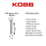 KOBB KBZ25F 25mm 2500 Adet F/E/J/8 Serisi Ağır Hizmet Tipi Kesik Başlı Çivi - Görsel 4