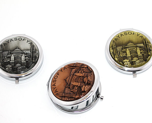 Metal Ayasofya Kabartmalı El Aynası