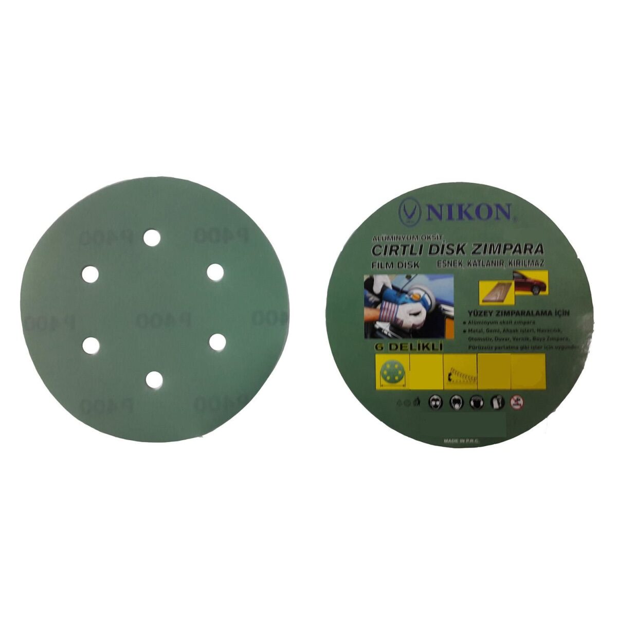 Nikon 52051 Kırılmaz Yeşil Cırt Zımpara 150X240 Kum 6 Delikli - Görsel 1