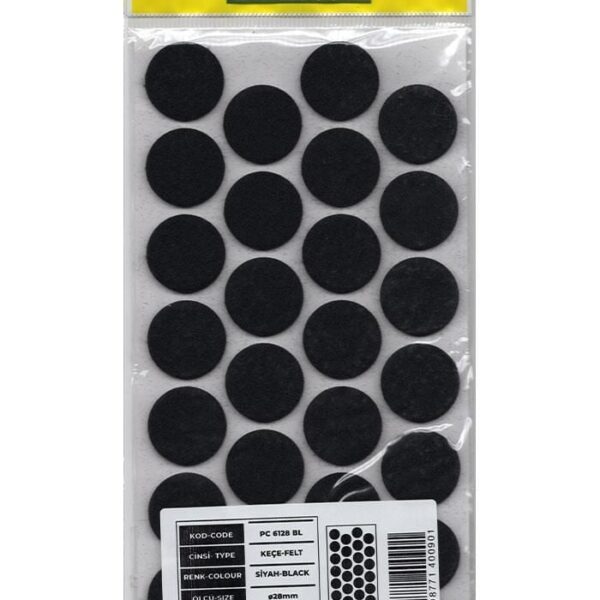 Pacific 6128 BL Yapışkanlı Keçe 28 mm Siyah