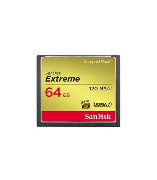 SanDisk Extreme CF 120MB/s, 85MB/s write, UDMA7, 64GB