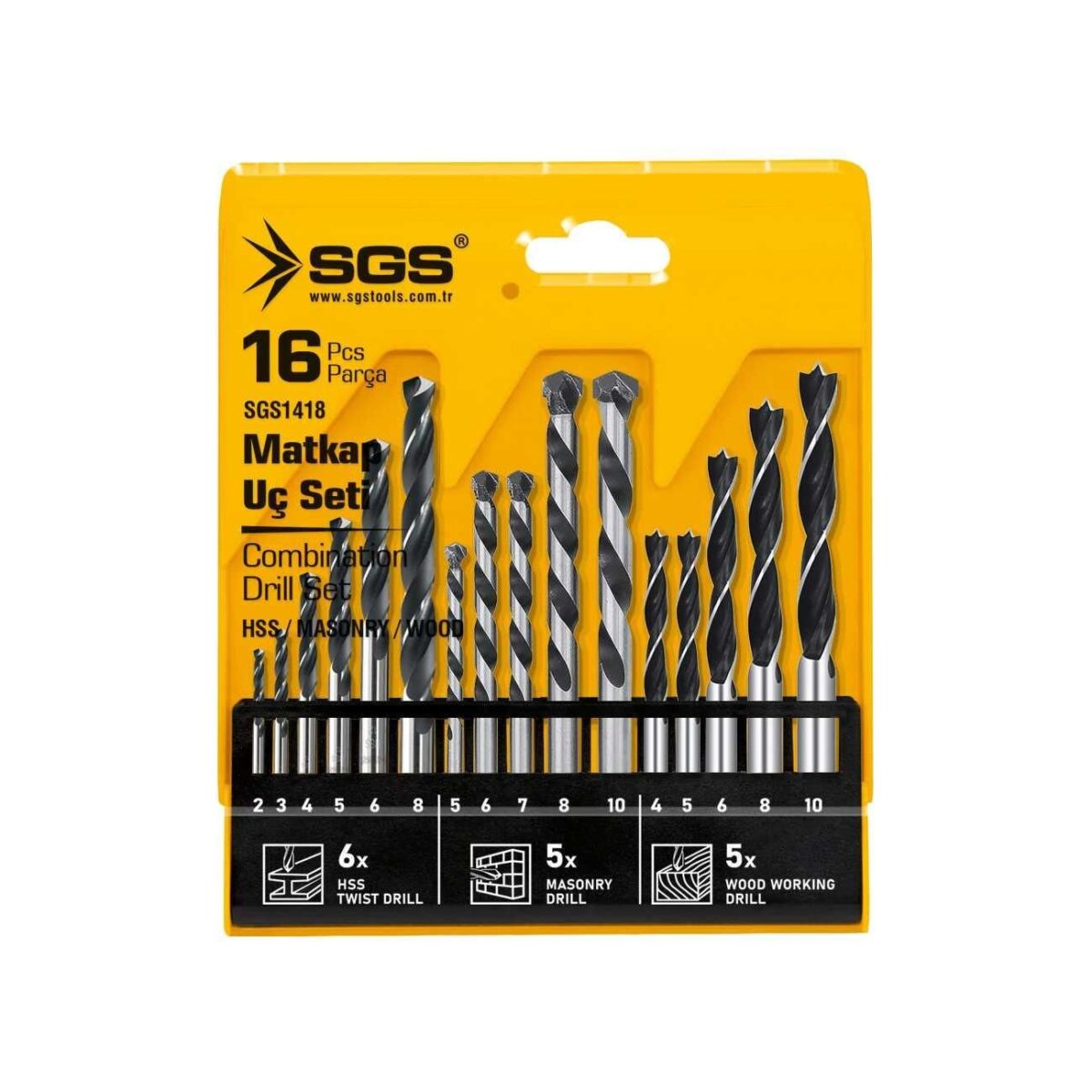 Sgs 1418 Ahşap Metal Beton Matkap Ucu Seti 16 Parça - Görsel 1