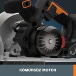 WORX WX520.9 20Volt 190mm Kömürsüz Profesyonel Şarjlı Daire Testere (Akü Dahil Değildir) - Görsel 4